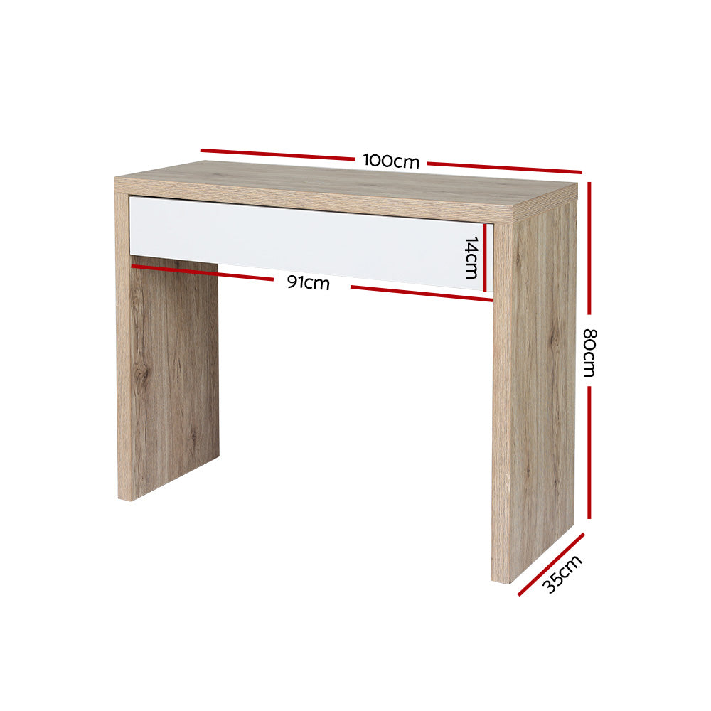 Jory Console Table Storage Drawer White Pine