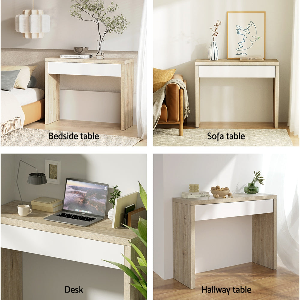 Jory Console Table Storage Drawer White Pine