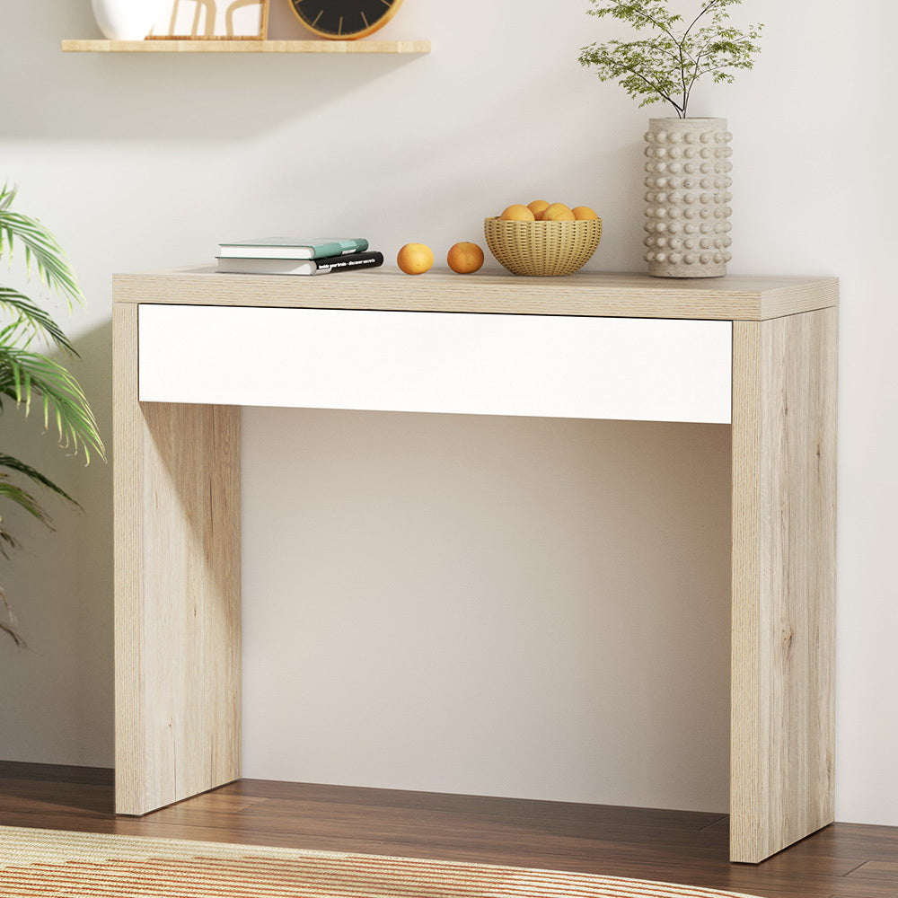 Jory Console Table Storage Drawer White Pine