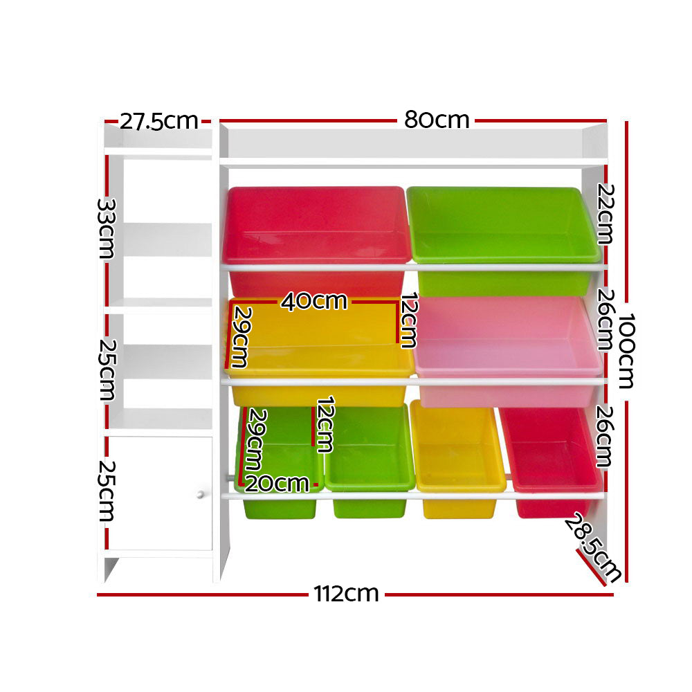 Keezi Kids Toy Storage Rack 8 Bins Bookshelf Organiser