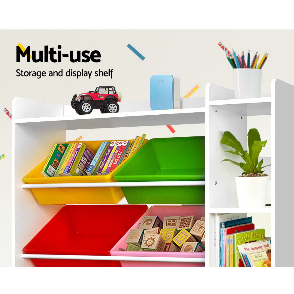 Keezi Kids Toy Storage Rack 8 Bins Bookshelf Organiser