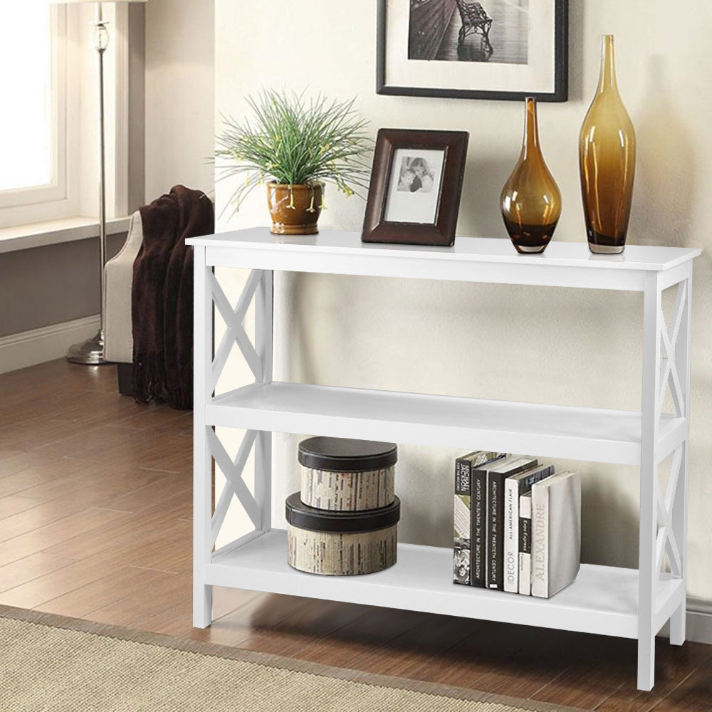 Polly 3-Tier Console Table with Shelves White