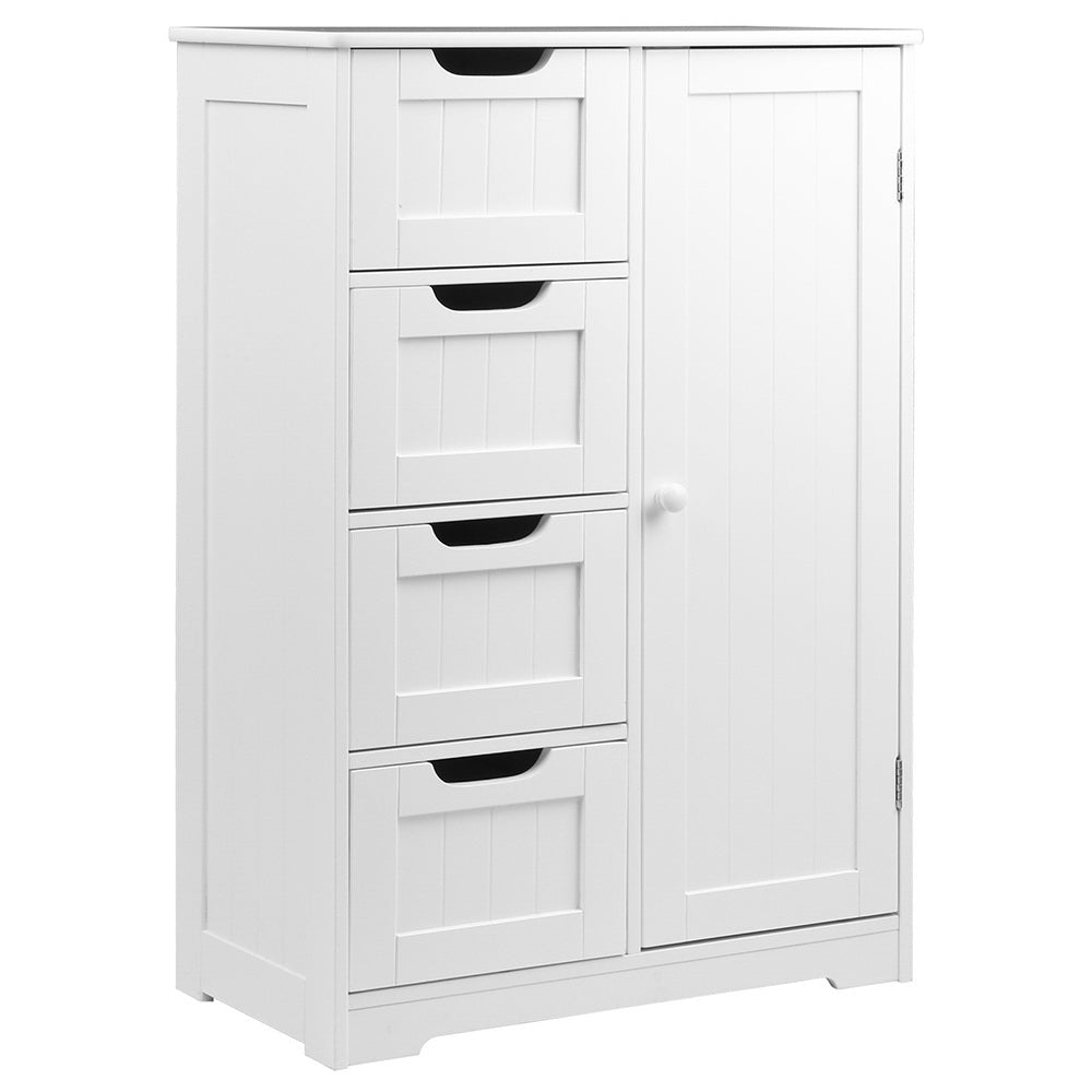 White Tallboy Bathroom Cabinet Storage Drawers