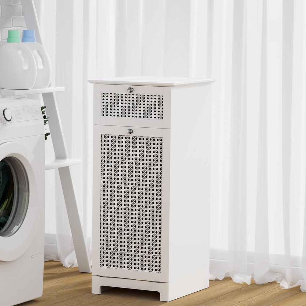 Artiss Laundry Hamper Cabinet Bathroom Storage Rattan White