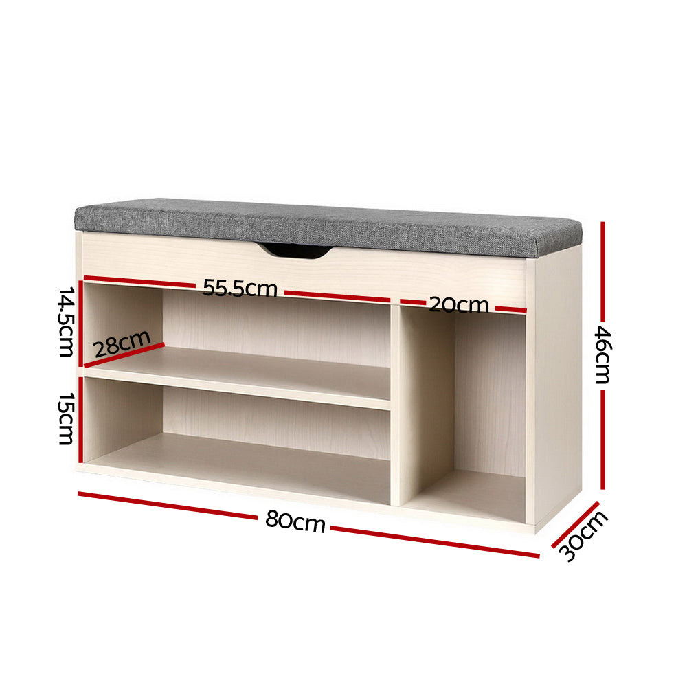 Dora Pine Shoe Rack Cabinet Bench 9 Pairs Natural