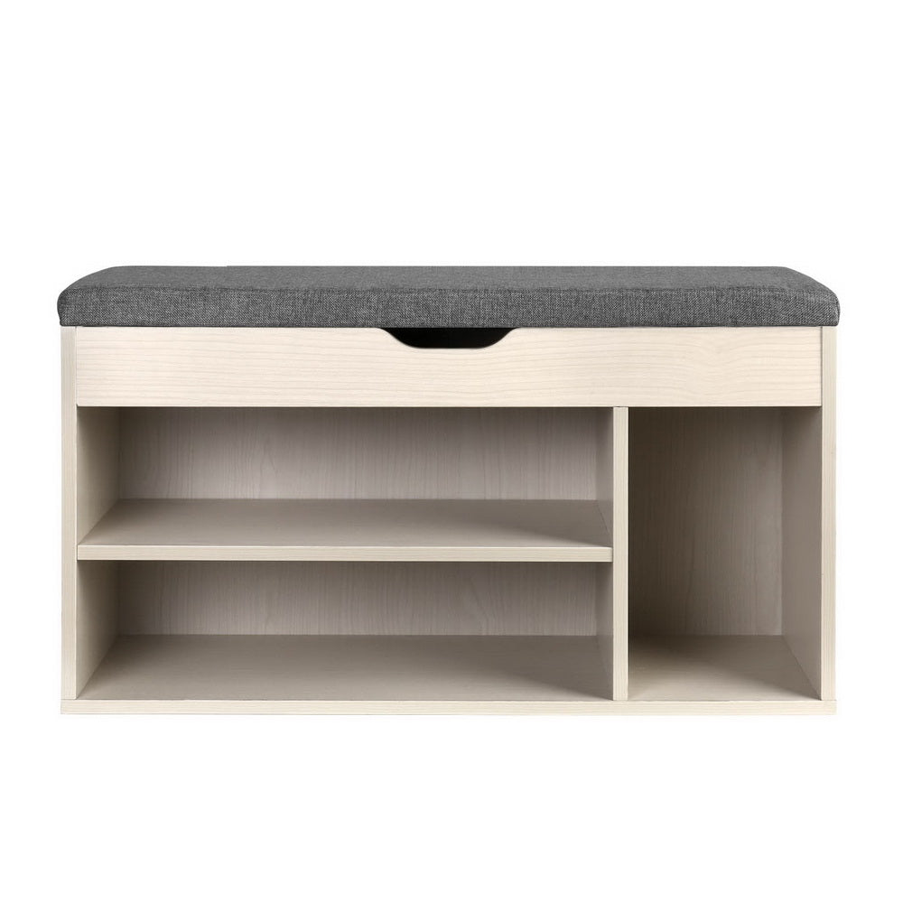 Dora Pine Shoe Rack Cabinet Bench 9 Pairs Natural