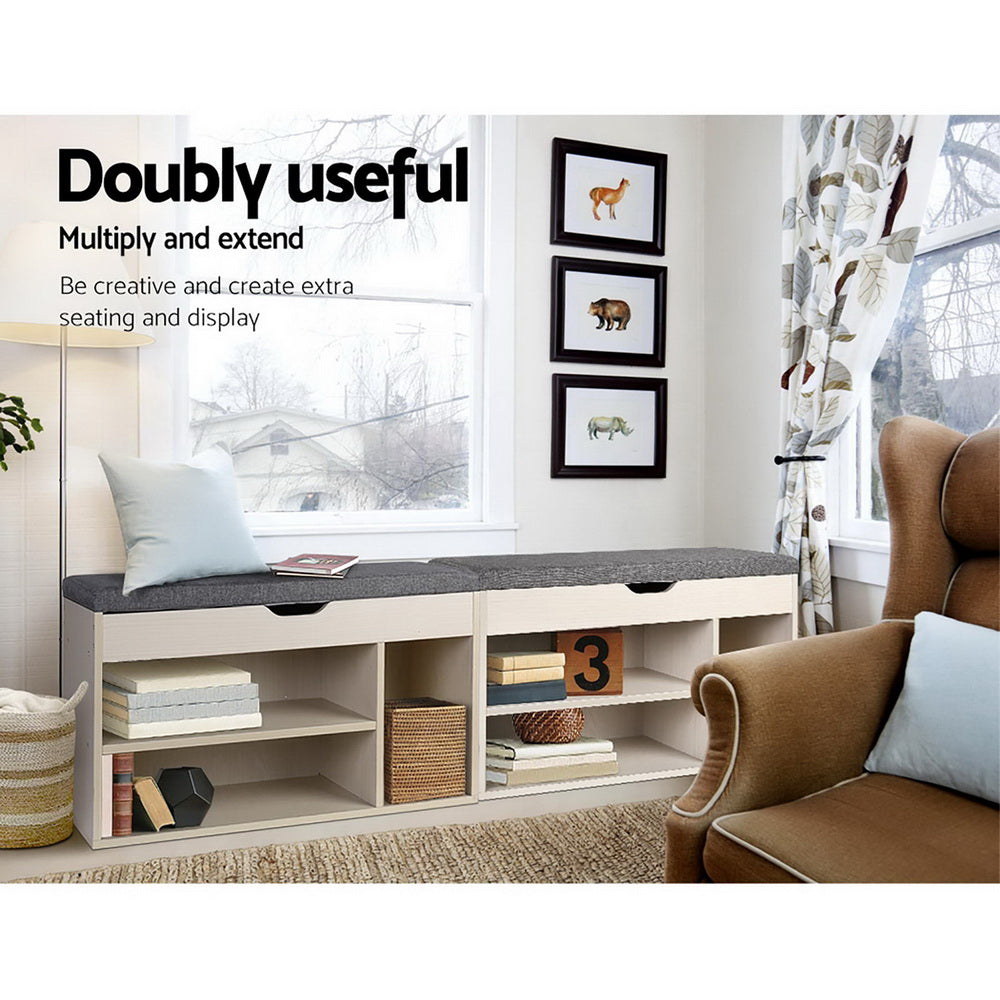 Dora Pine Shoe Rack Cabinet Bench 9 Pairs Natural