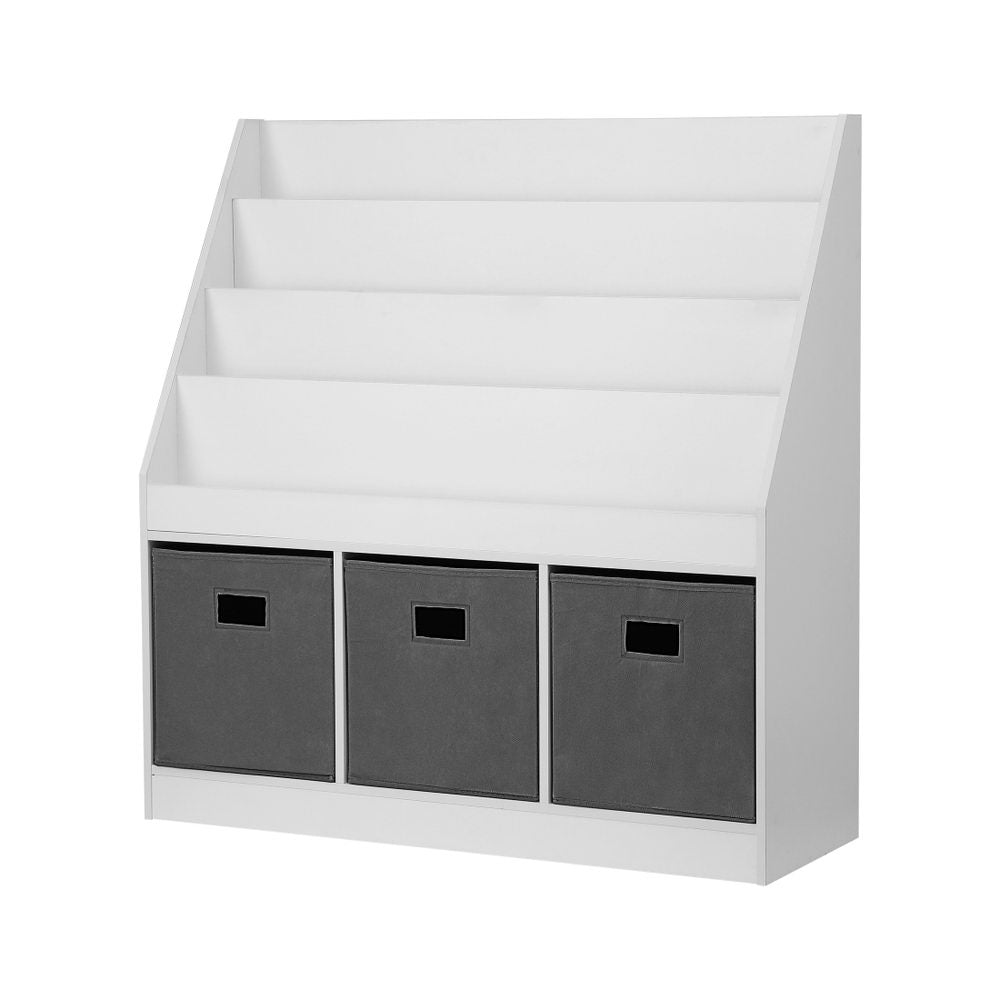 Keezi Kids Bookshelf 4 Tiers Toy Box Storage Organiser