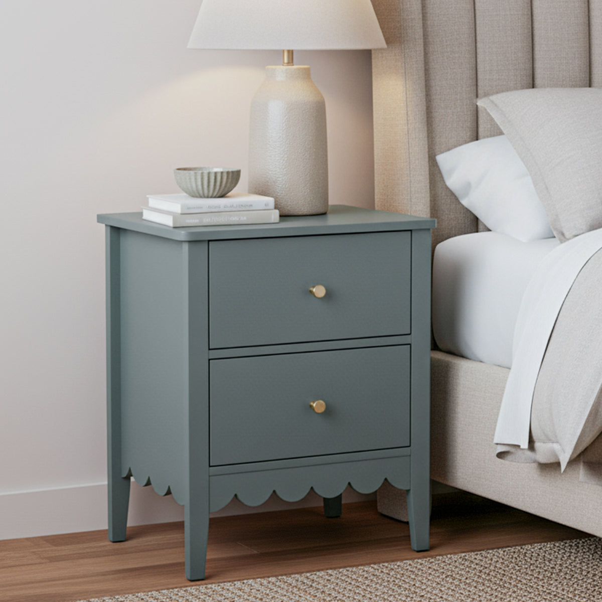 Artiss Bedside Table 2 Drawers Nightstand Green