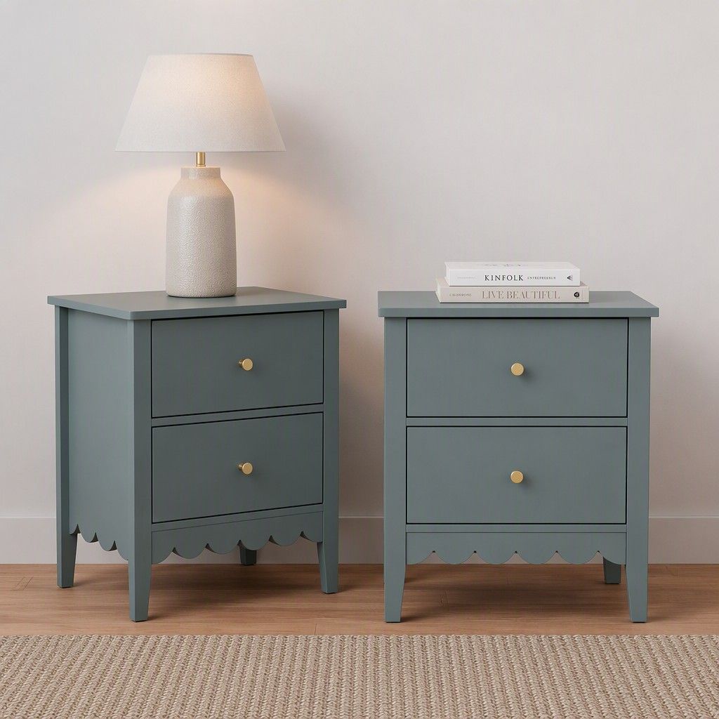 Artiss Bedside Table 2 Drawers Bedroom Storage Nightstand Green