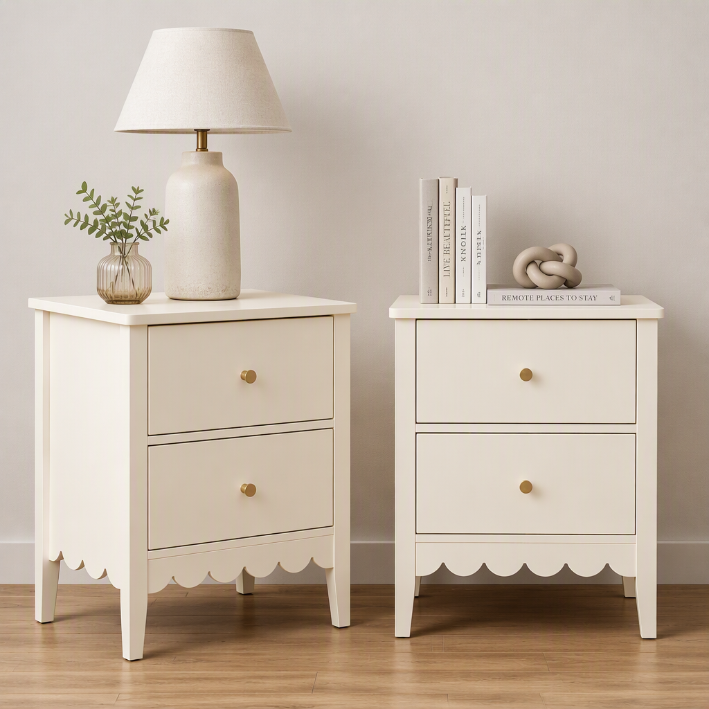 Artiss Bedside Table with 2 Drawers Bedroom Nightstand Beige