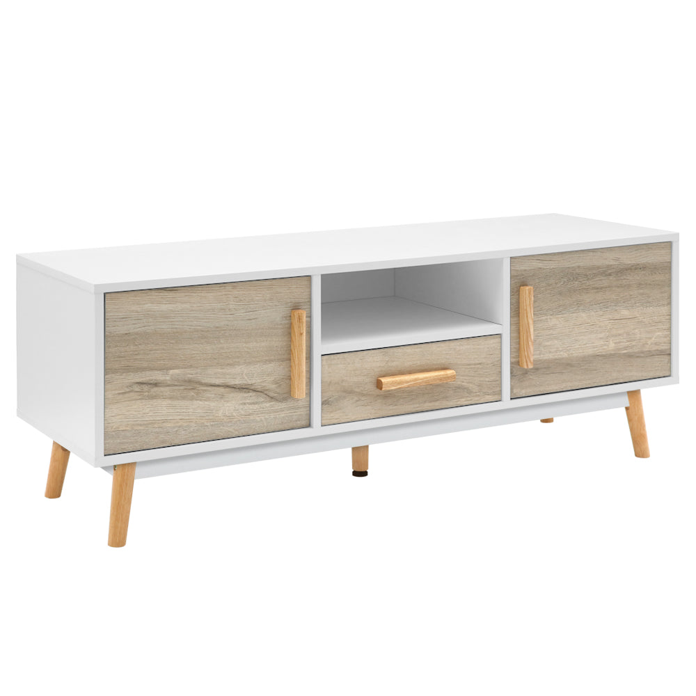 Gino 120cm Entertainment Unit TV Cabinet White Wood Scandinavian Style