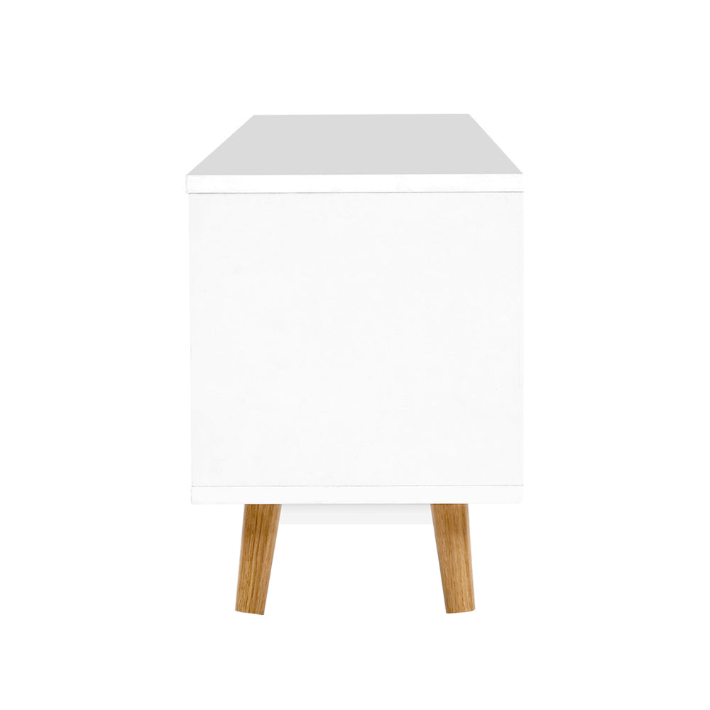 Gino 120cm Entertainment Unit TV Cabinet White Wood Scandinavian Style