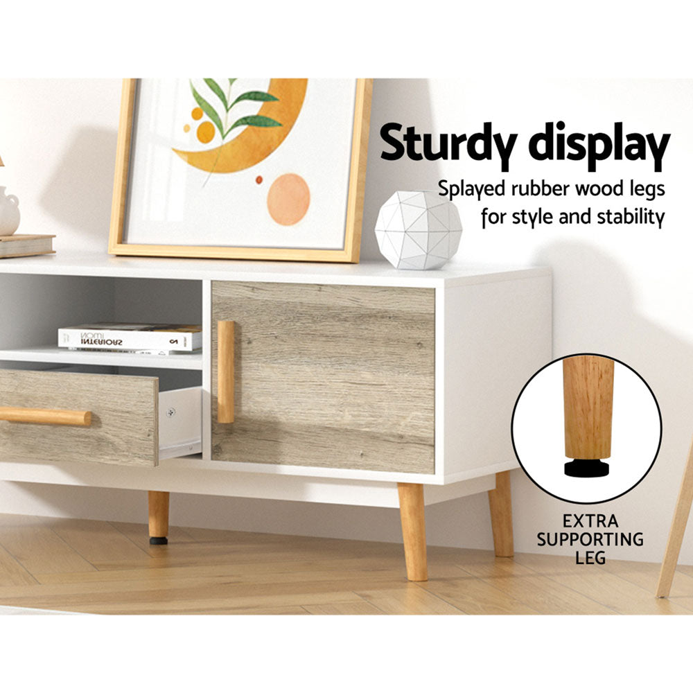 Gino 120cm Entertainment Unit TV Cabinet White Wood Scandinavian Style