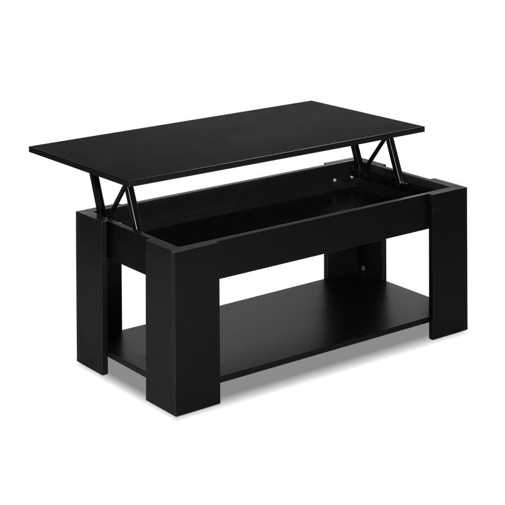 Lift-Top Coffee Table Black Hidden Storage