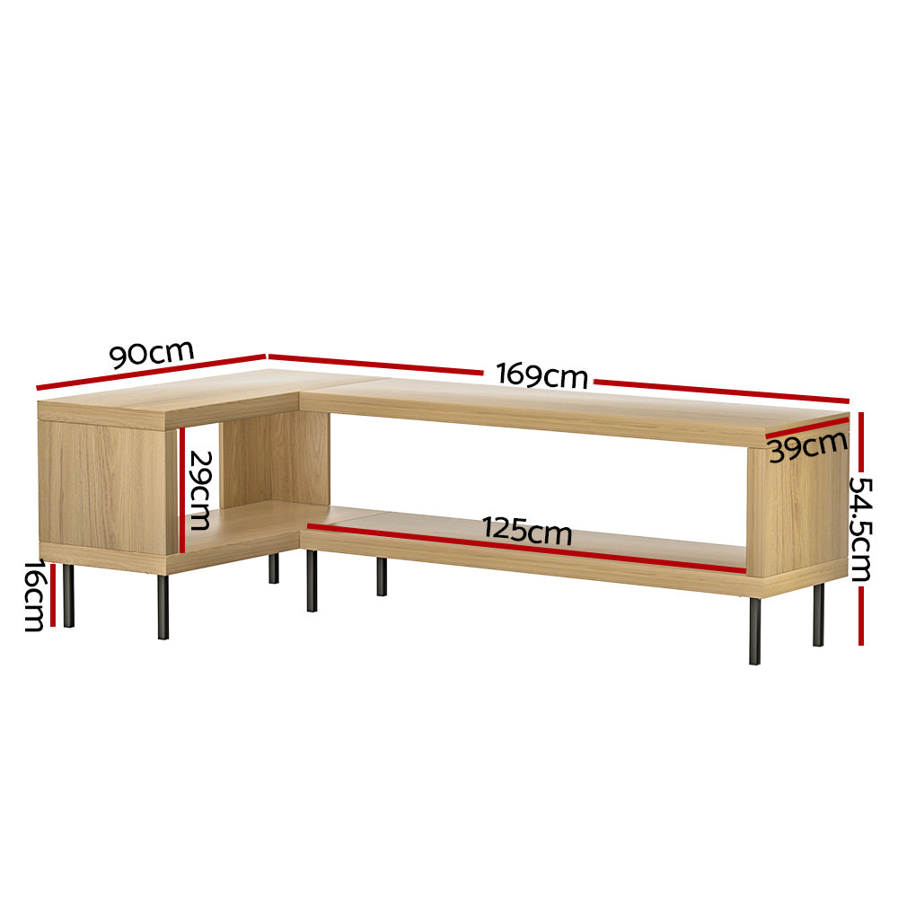 Bevis Corner TV Cabinet Entertainment Unit Pine & Black