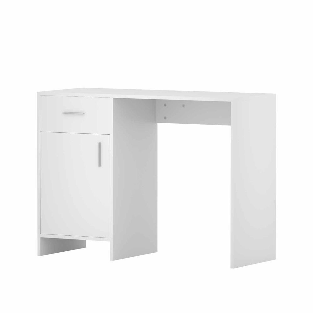 Jerry Computer Desk with Drawer and Cabinet, White, 100cm