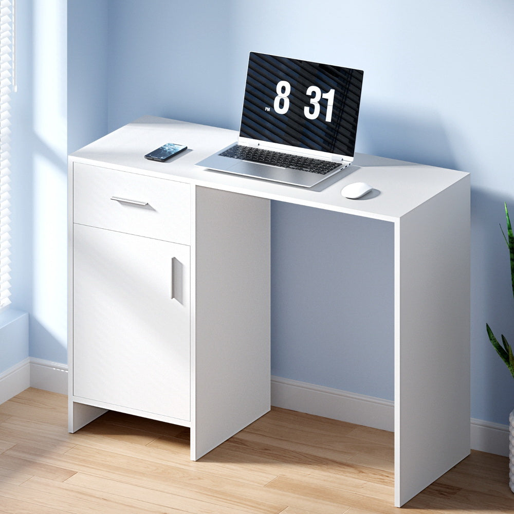 Artiss 100cm Computer Desk Drawer Cabinet White