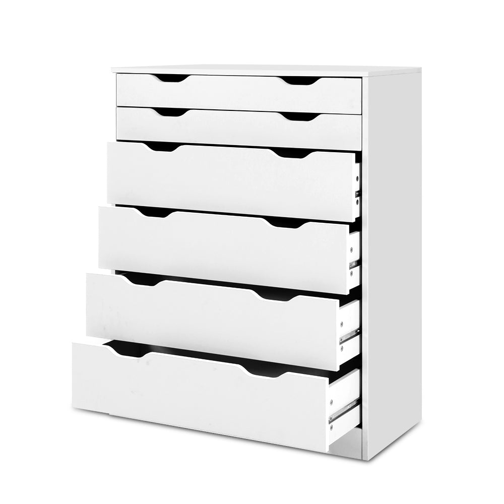 MYLA 6-Drawer Tallboy Dresser White