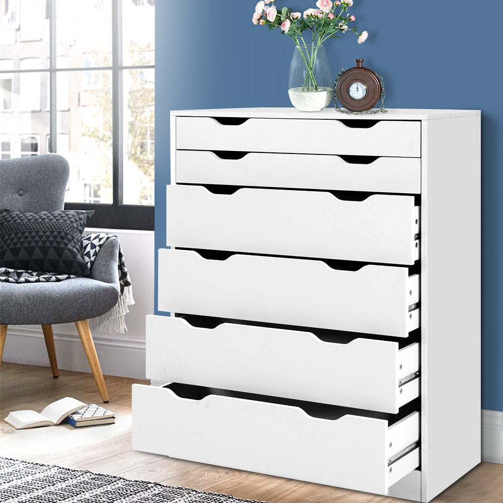 MYLA 6-Drawer Tallboy Dresser White
