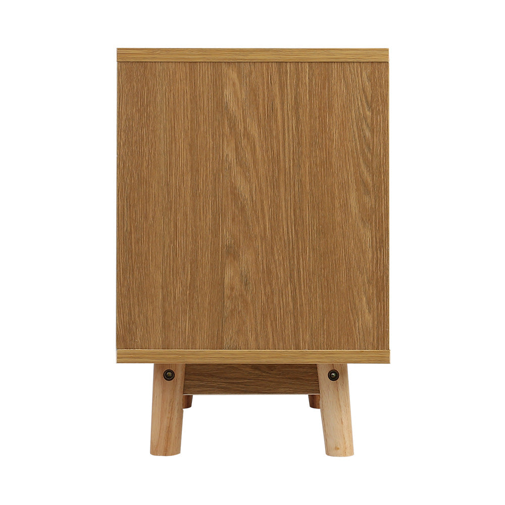 Bertha Bedside Table 2 Drawers Shelf Oak