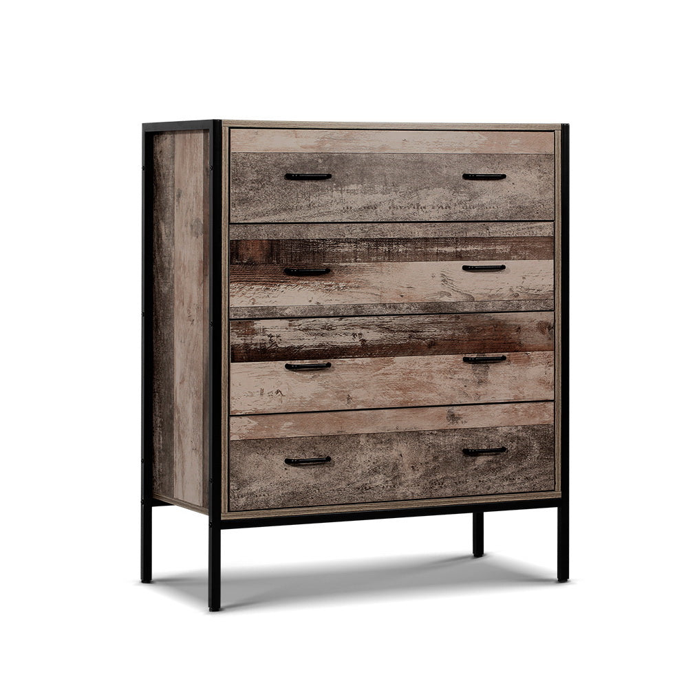 Barnly 4-Drawer Tallboy Chest Metal Handles