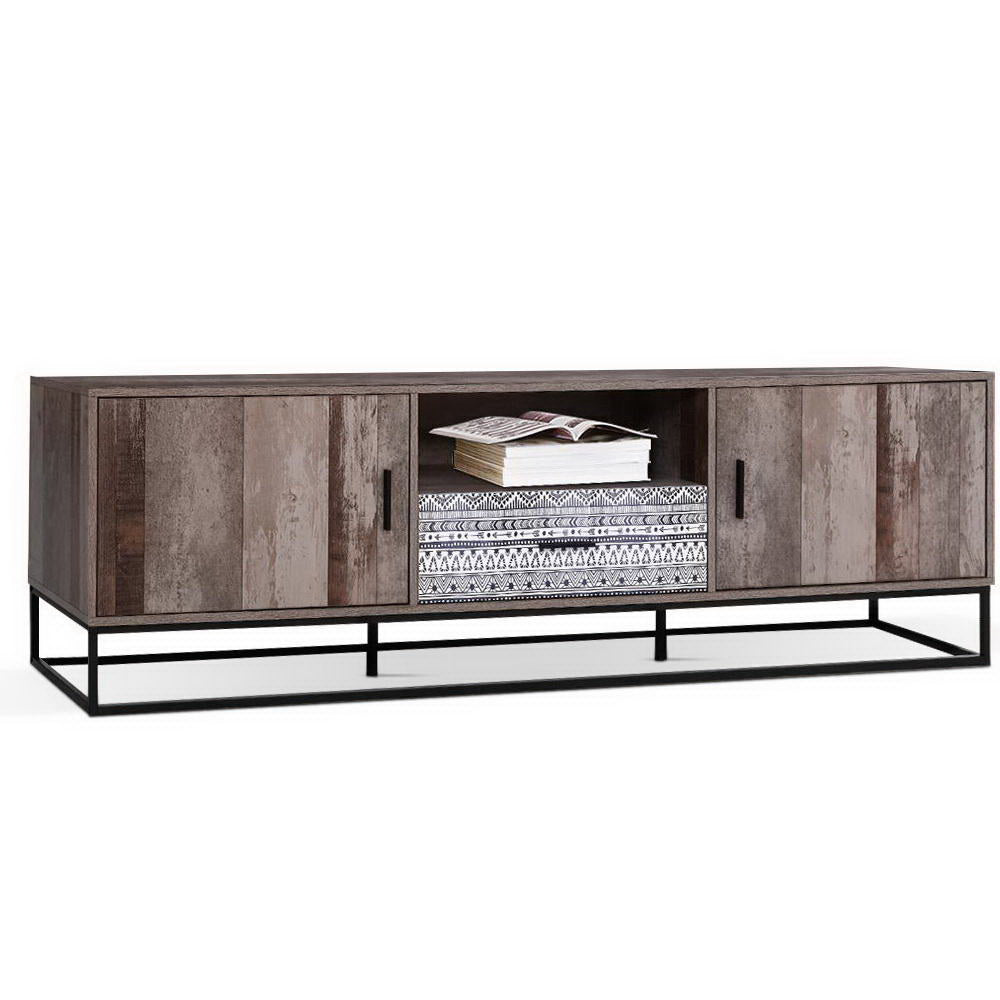 Marca 180cm TV Cabinet Entertainment Unit Industrial Dark Wood