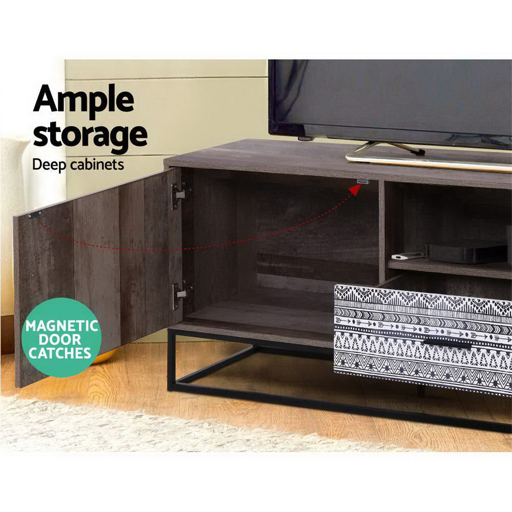 Marca 180cm TV Cabinet Entertainment Unit Industrial Dark Wood