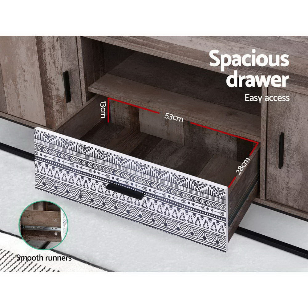 Marca 180cm TV Cabinet Entertainment Unit Industrial Dark Wood