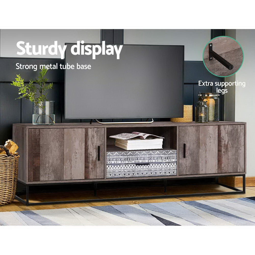 Marca 180cm TV Cabinet Entertainment Unit Industrial Dark Wood
