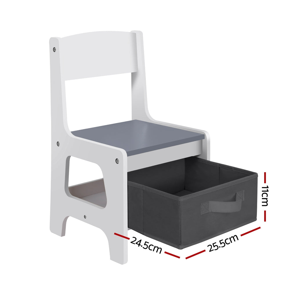 Keezi Kids Activity Table and Chairs Set Chalkboard Desk Storage Grey