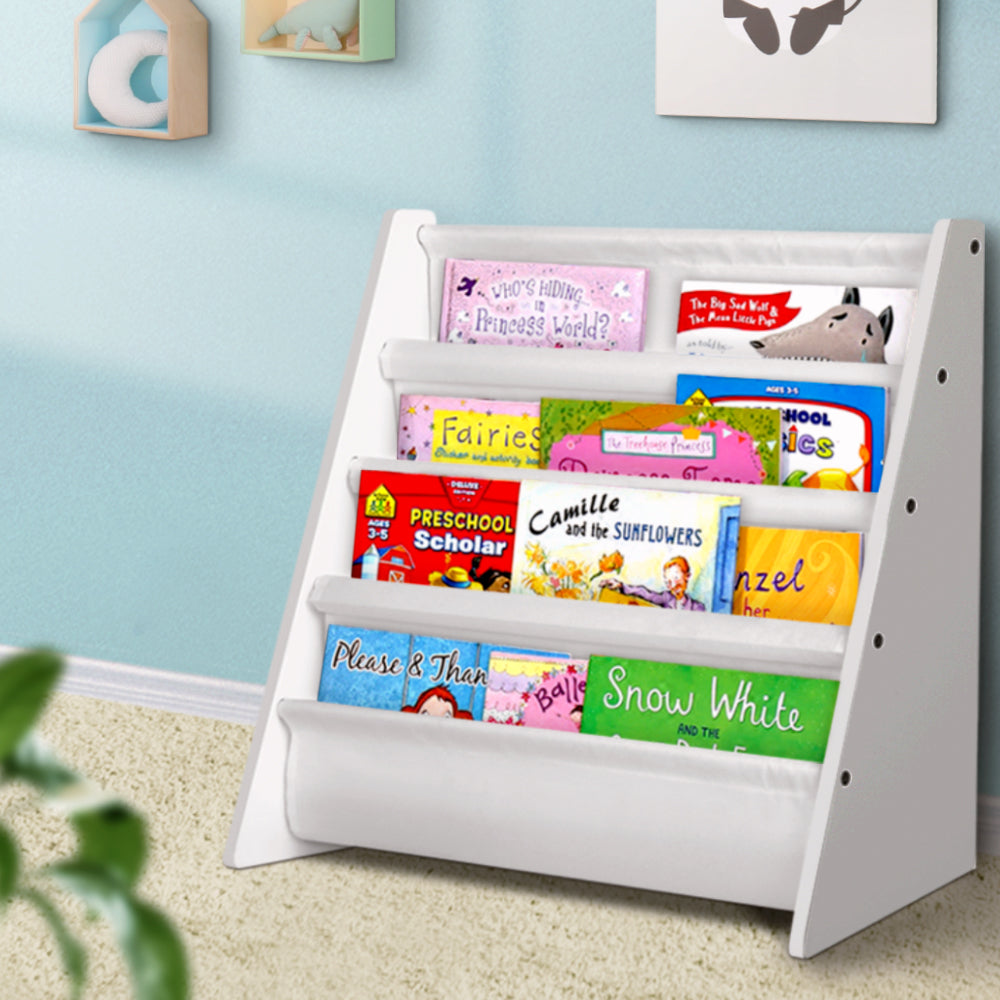 Keezi 4-Tier Kids Bookshelf White MDF