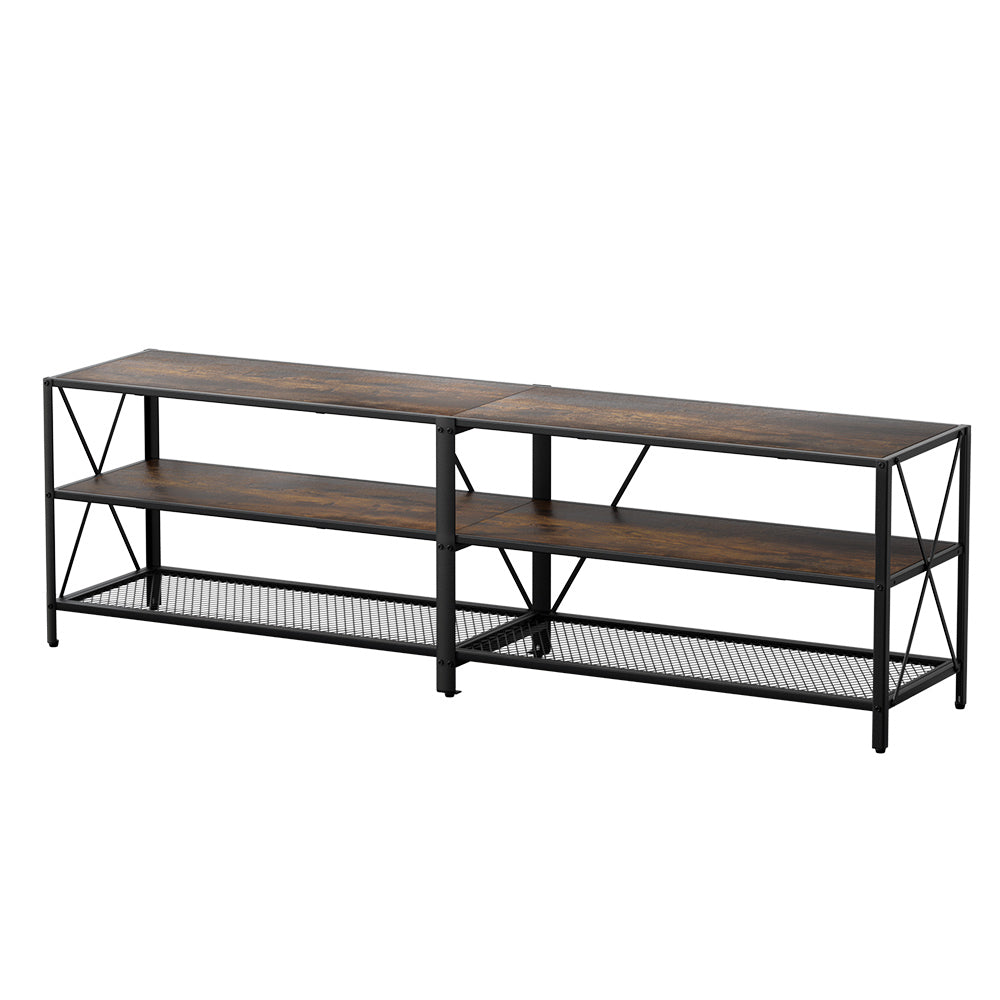 Howard 3-Tier Entertainment Unit TV Stand Vintage Rustic Walnut