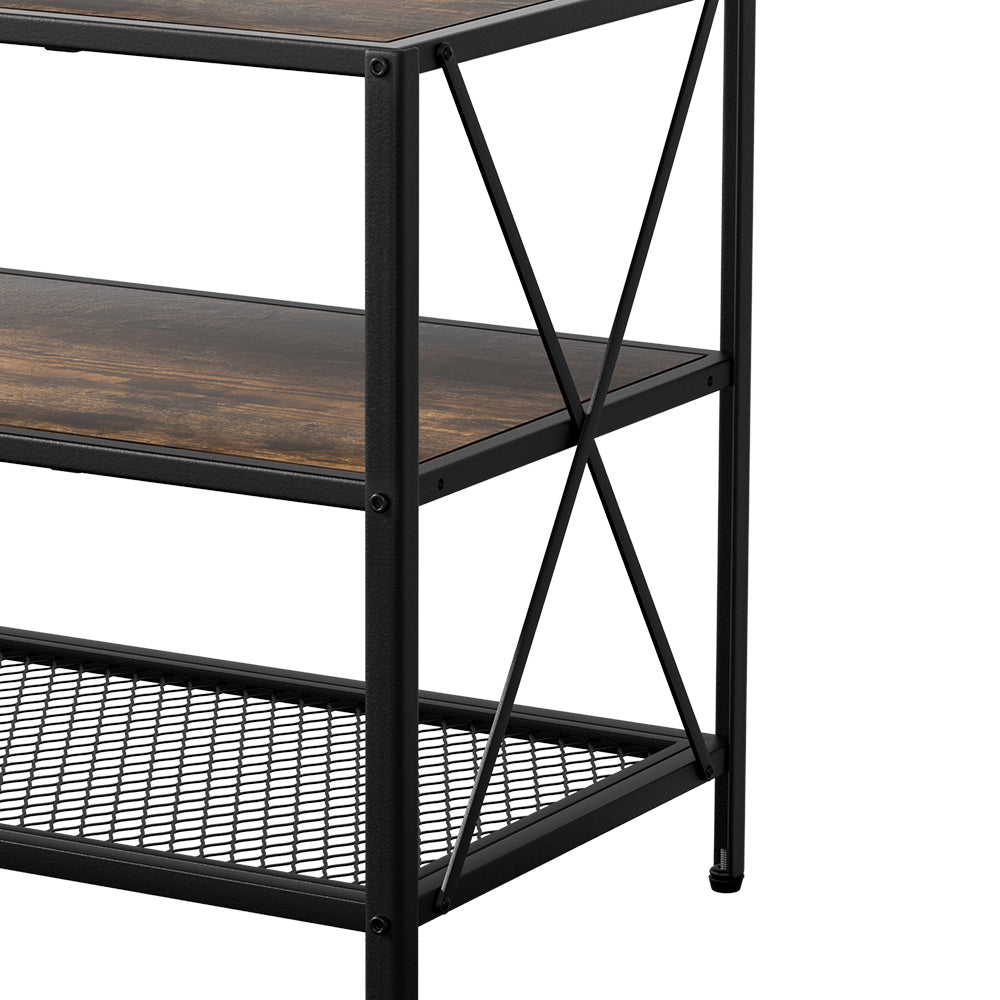 Howard 3-Tier Entertainment Unit TV Stand Vintage Rustic Walnut