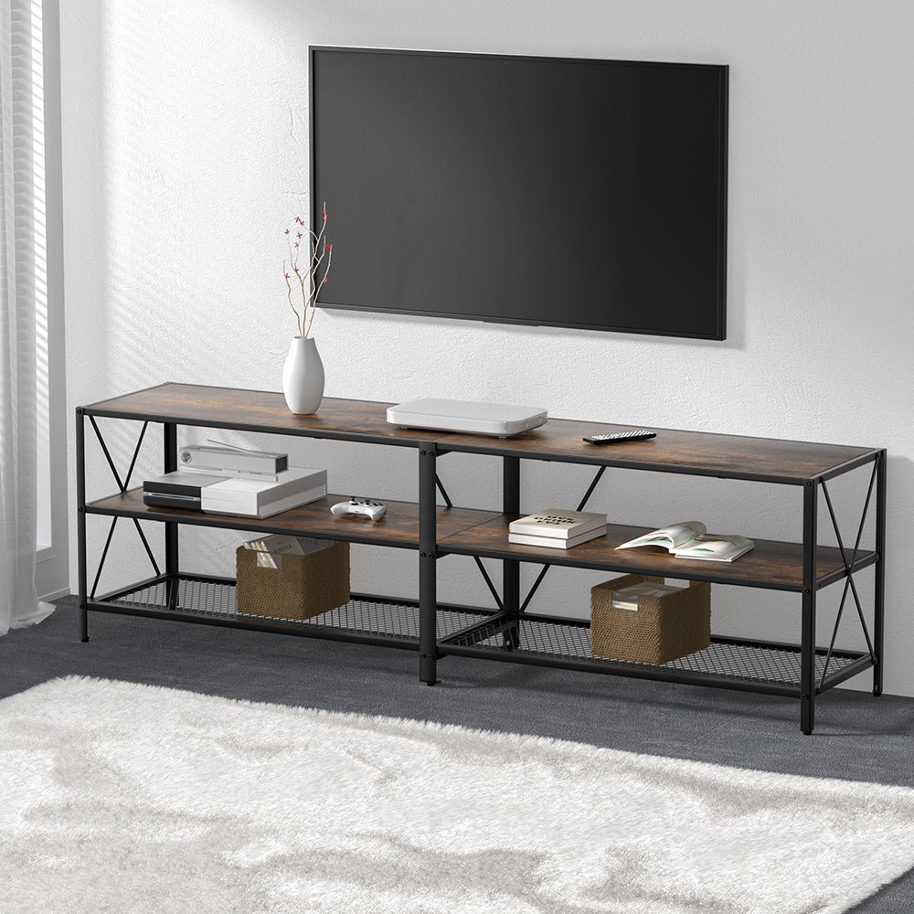 Howard 3-Tier Entertainment Unit TV Stand Vintage Rustic Walnut