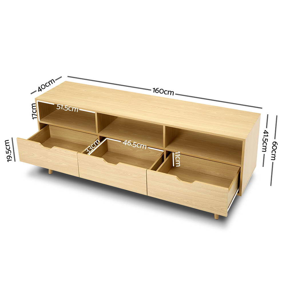 Scandinavian 160cm Entertainment Unit Natural Timber