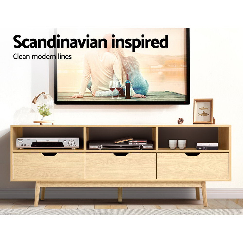 Scandinavian 160cm Entertainment Unit Natural Timber