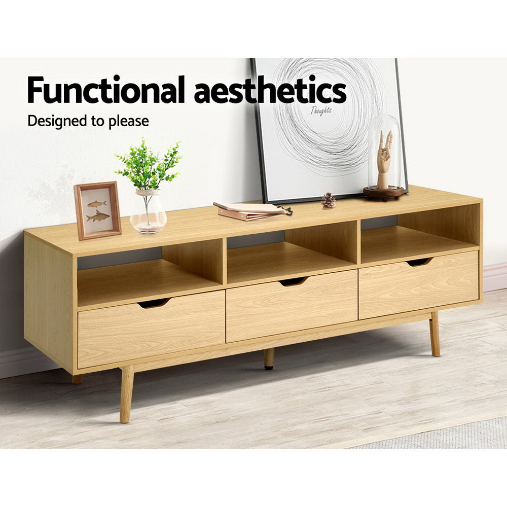 Scandinavian 160cm Entertainment Unit Natural Timber