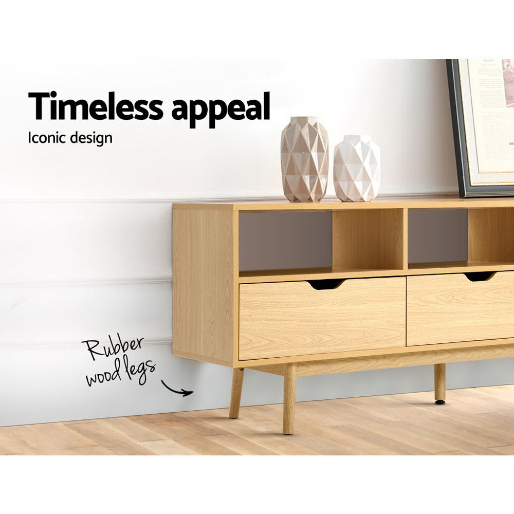 Scandinavian 160cm Entertainment Unit Natural Timber