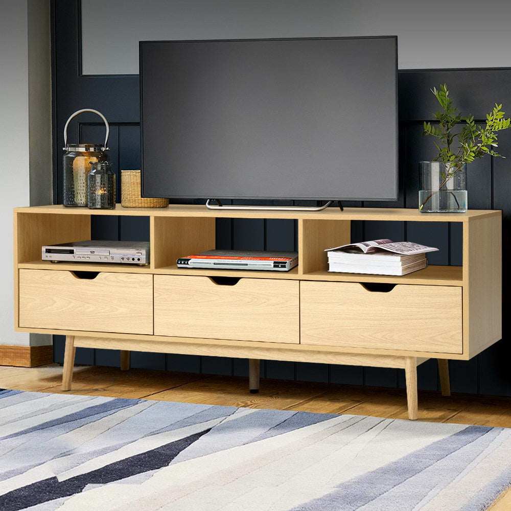 Scandinavian 160cm Entertainment Unit Natural Timber
