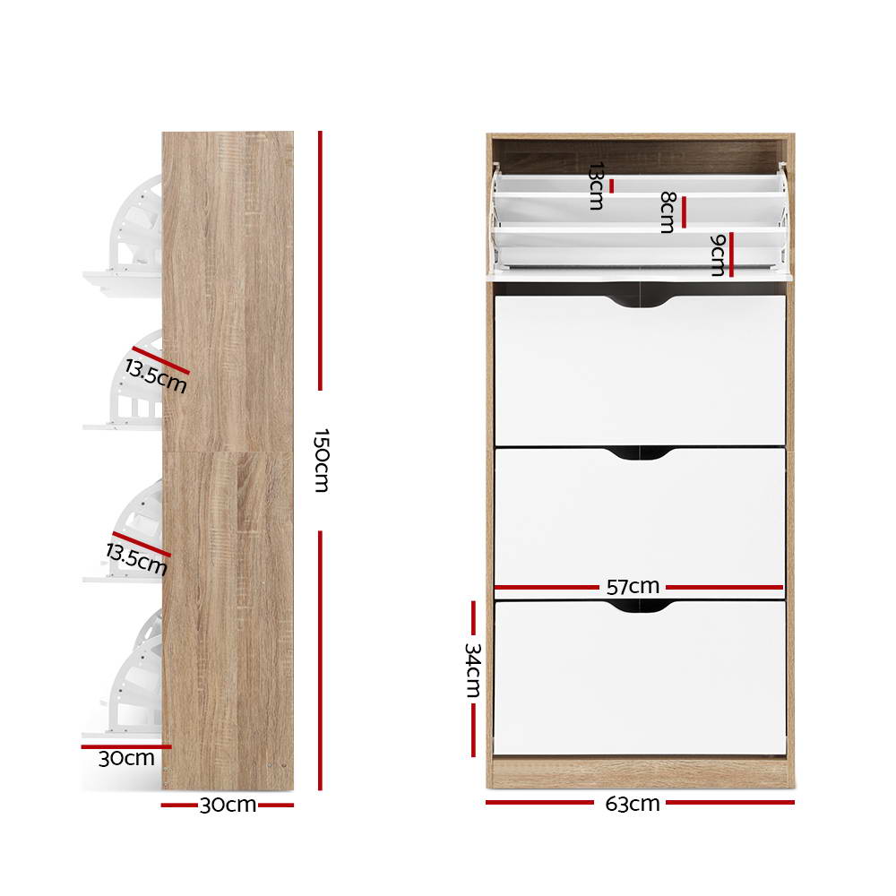 Elen 4-Tier Shoe Rack Cabinet 60 Pairs White