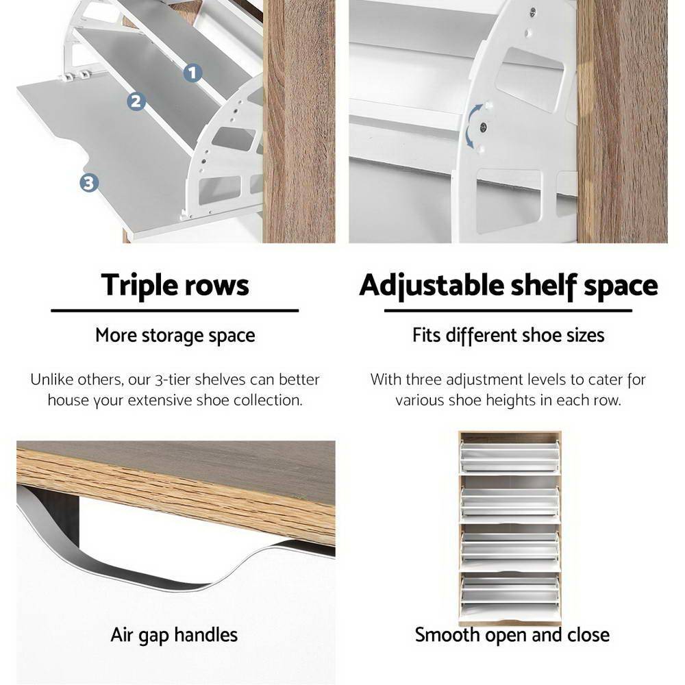 Elen 4-Tier Shoe Rack Cabinet 60 Pairs White