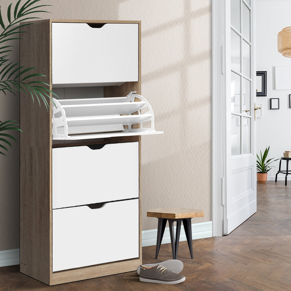 Elen 4-Tier Shoe Rack Cabinet 60 Pairs White