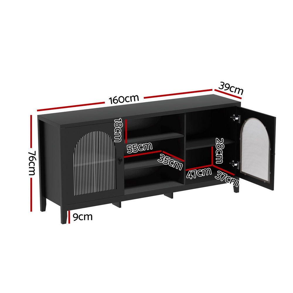 Artiss Black Buffet Sideboard Double Doors Adjustable Shelves