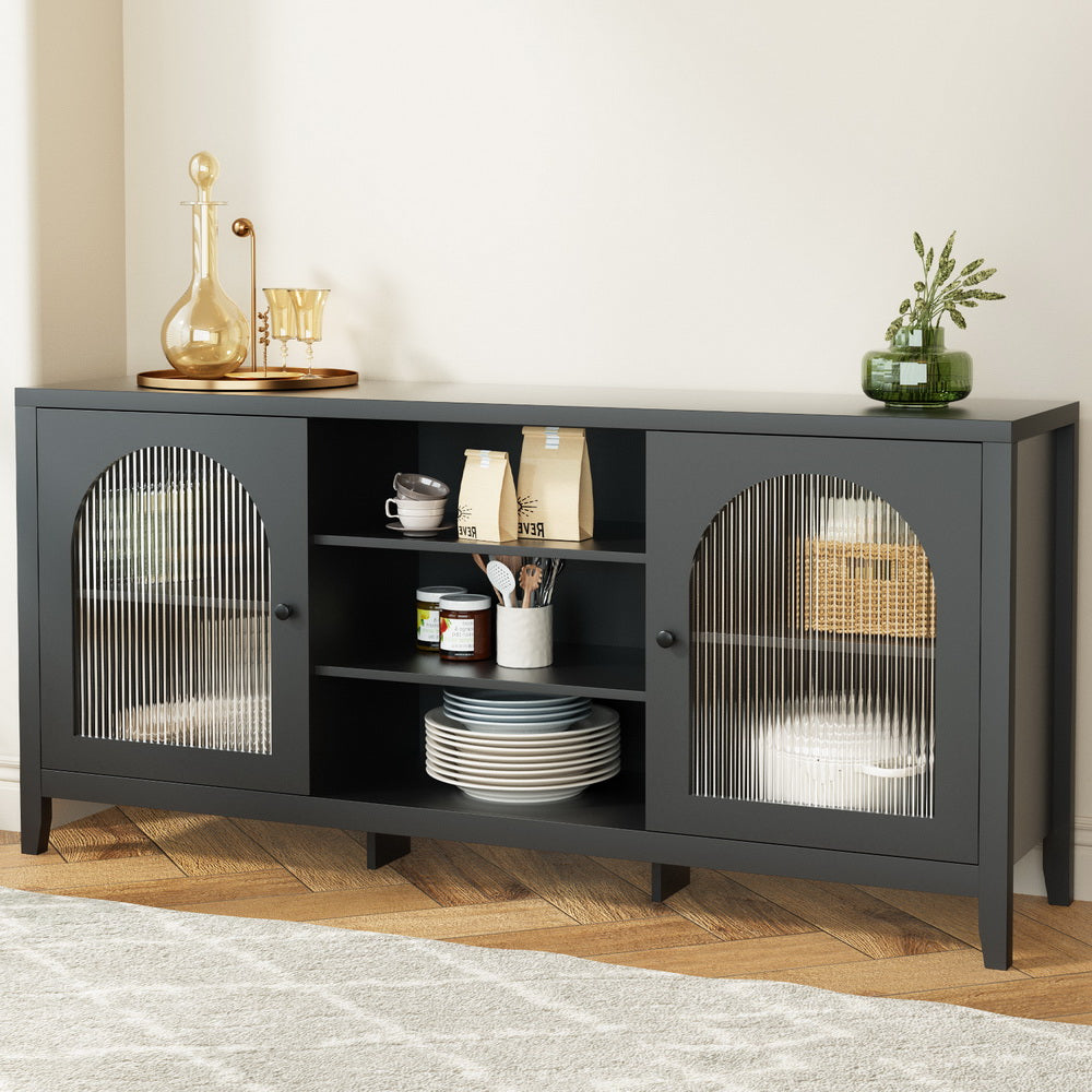 Artiss Black Buffet Sideboard Double Doors Adjustable Shelves