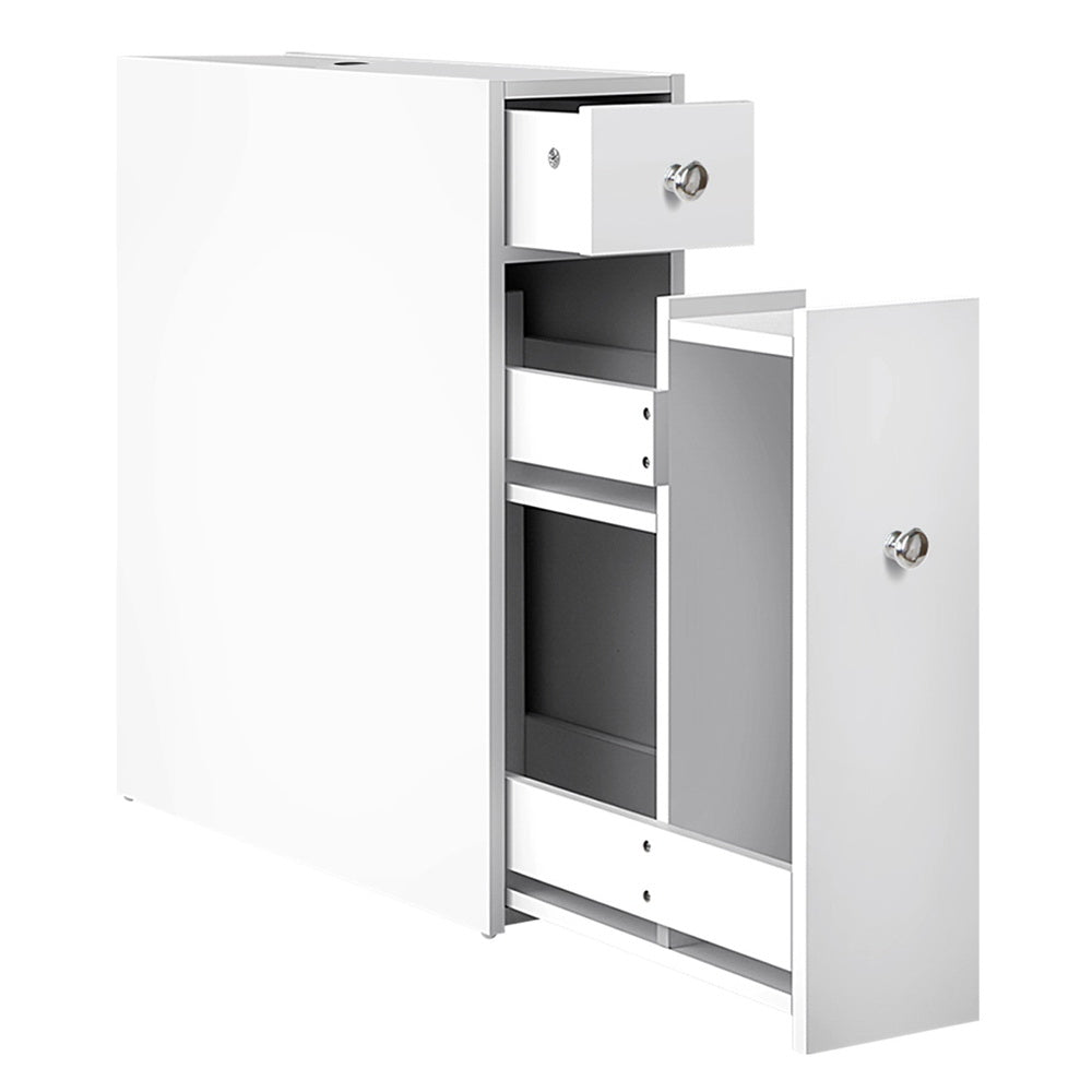 Bathroom Storage Cabinet Tissue Holder White MDF