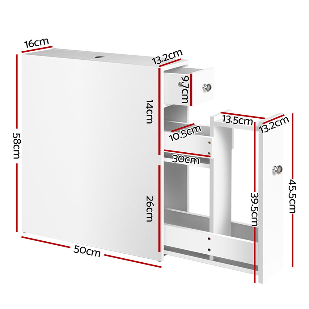 Bathroom Storage Cabinet Tissue Holder White MDF