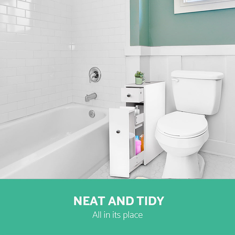 Bathroom Storage Cabinet Tissue Holder White MDF