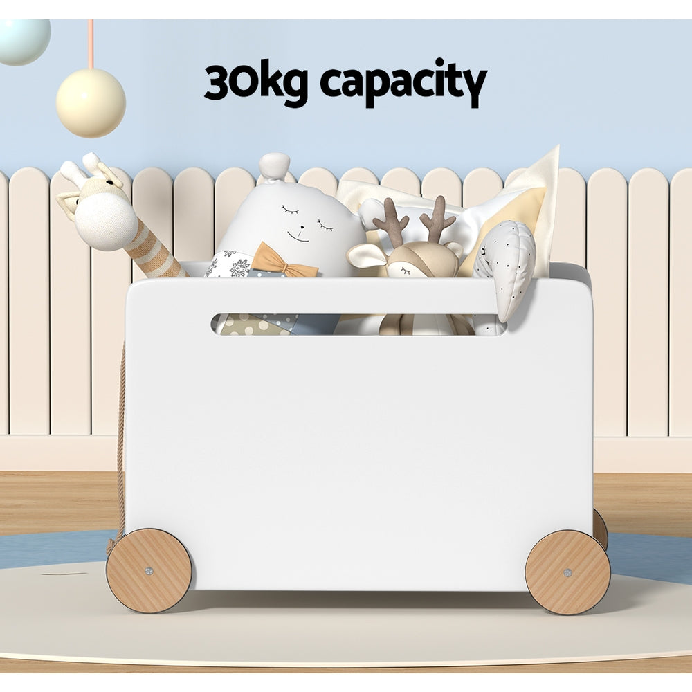 Keezi Kids Storage Box White Chest with Wheels