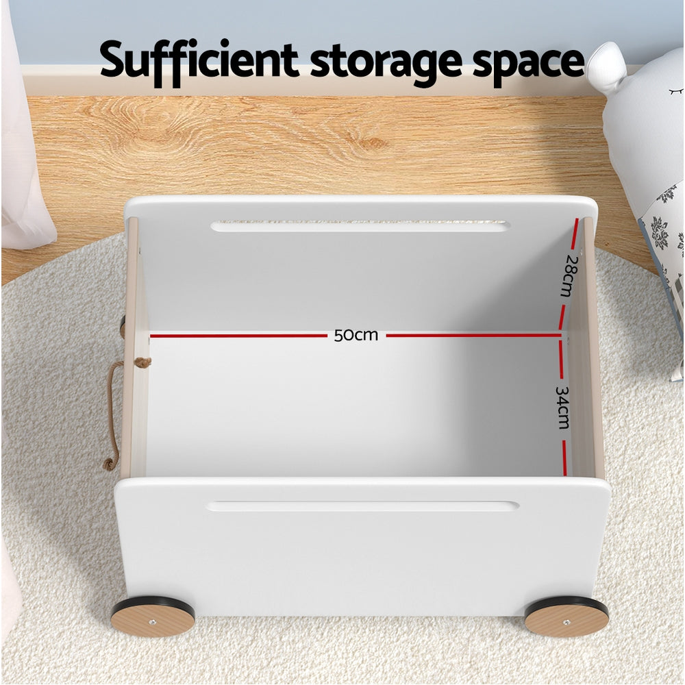 Keezi Kids Storage Box White Chest with Wheels